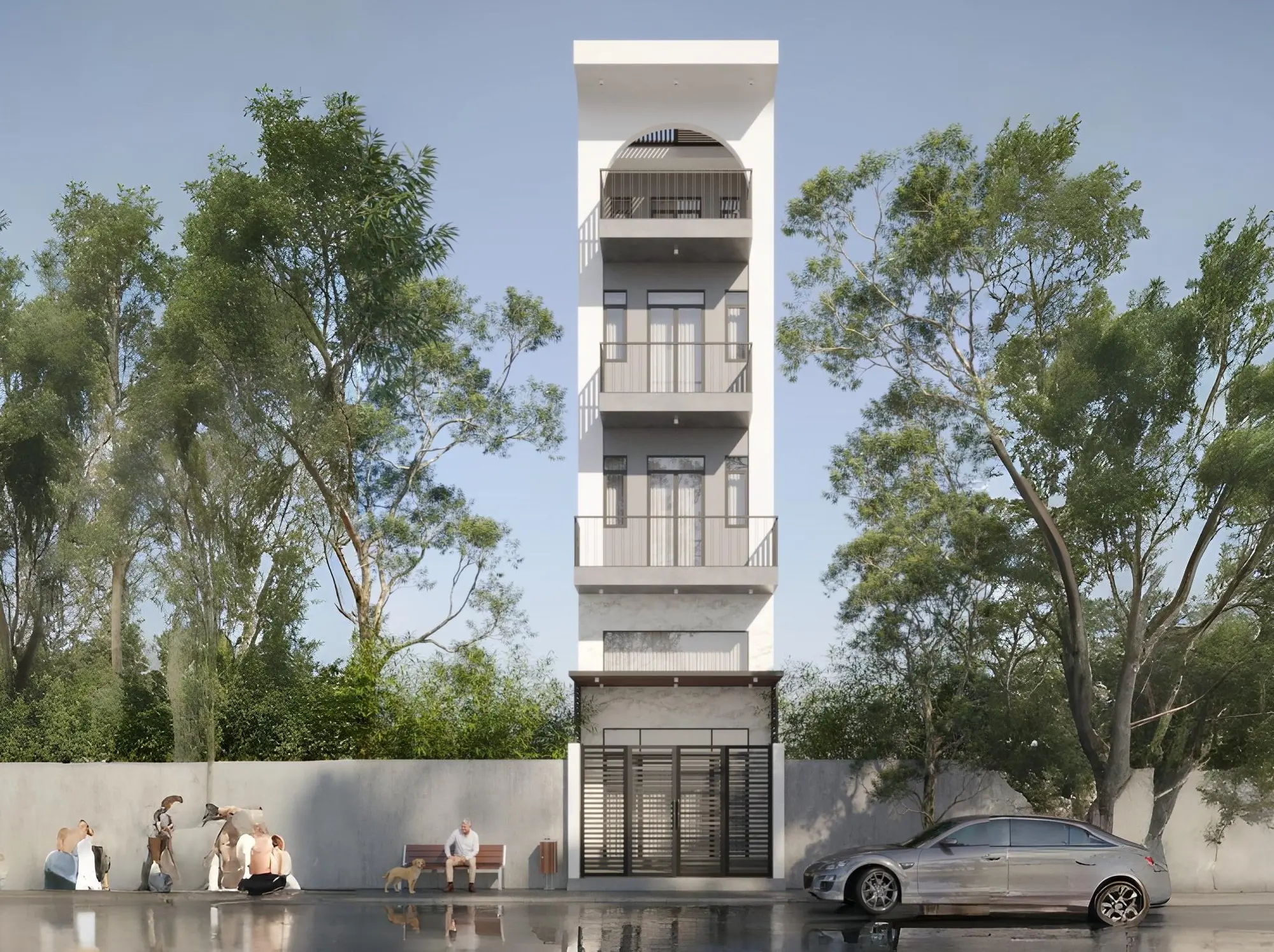 CHÂU HOUSE - KHÁM PHÁ THIẾT KẾ NGÔI NHÀ HIỆN ĐẠI MÀU TRẮNG TINH KHÔI CÙNG TRÍ AN